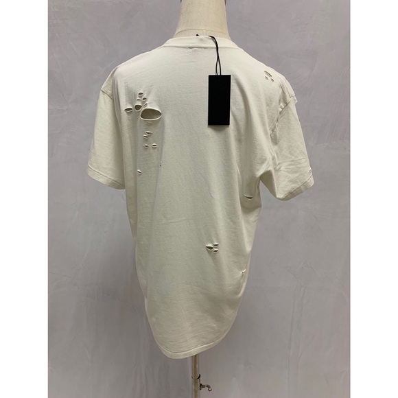 R13 Mona Lisa Boy Distressed Printed Cotton T-shirt In White Size S - Picture 4 of 7